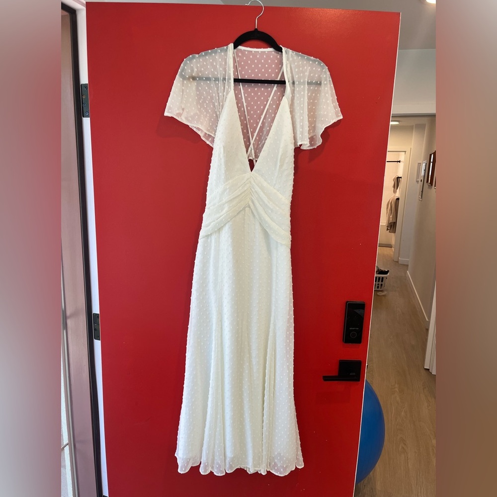 Katie May Cream Flutter Sleeve Gown